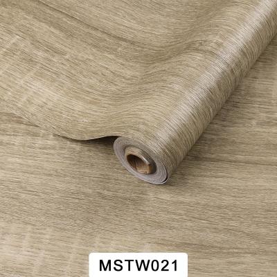 China Interiors Homes Self Adhesive 3D Wood Grain Wallpaper with Embossed Textured Design in Roll Size 0.60 M * 10 M for sale