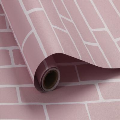 China Home Decoration Essential Stripes Plaid Pattern Waterproof 3D Brick PVC Wallpaper for sale