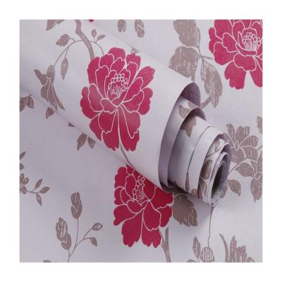 China 3D Red Flower Wallpaper 45cm Width PVC Vinyl Wall Covering for Home Decor Stickers for sale