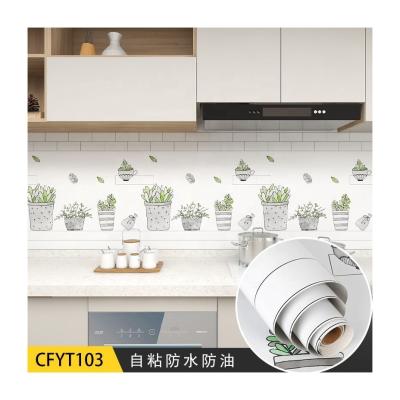 China Soundproof Kitchen Stickers High Temperature Paste Self-Adhesive Wall Paper Waterproof Home Deco Foil for Bathroom and Kitchen for sale