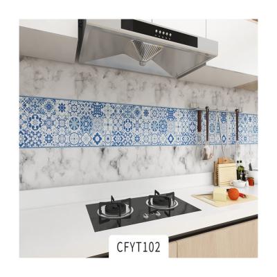 China Removable Self-adhesive Foil Sticker Kitchen Backsplash Wallpaper Roll Waterproof Wall Paper for Decorative Tile for sale