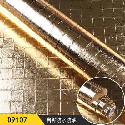 China Oil-Proof Heat Resistant Wall Sticker for Countertop Drawer Shelf Liner Gold Embossed for sale