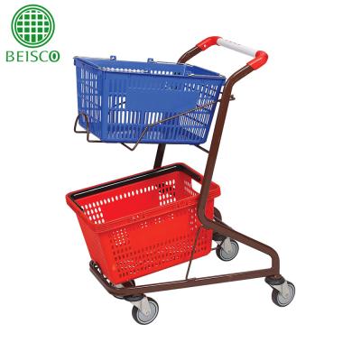 China Unveiling CE & ISO Approved 2 Tier Shopping Cart For Supermarket for sale