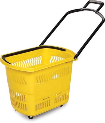 China 28L-70L metal supermarket plastic shopping basket for shopping for sale