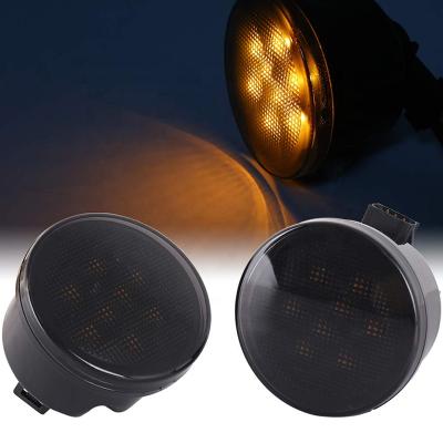 China ABS Plastic Car Accessories OVOVS LED Front Grille Parking Lights With Smoked Amber-Clear Lens Turn Signal For Jeep JK for sale