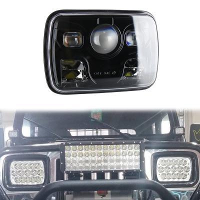 China OVOVS 5x7 Diecast Aluminum Housing 60w Square Led Headlight H4 Connector Headlamp With DRL For Jeeps Motorcycles for sale