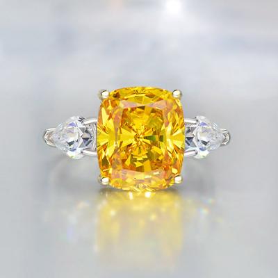 China OEVAS Women's Luxury 925 Sterling Silver Citrine Gemstone Wedding Graceful Engagement Cocktail Ring Jewelry for sale