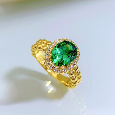 China OEVAS Graceful Jewelry 2022 Emerald New Simulation S925 High Carbon Diamond Rings 2 Carat Silver Ring for sale