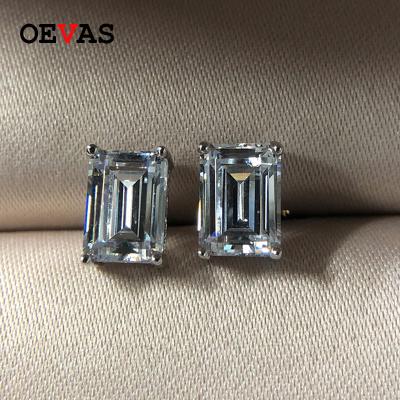 China OEVAS 925 Sterling Silver 5A Gemstone White Gold Stud Earrings Elegant Graceful Solid Stud Earrings for sale