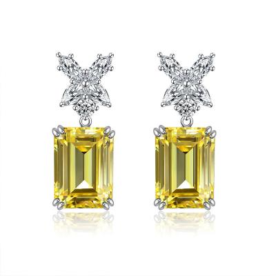 China OEVAS Graceful Yellow ZircoN Stud Earrings 5A+ 925 Sterling Silver Flower Earrings For Women for sale