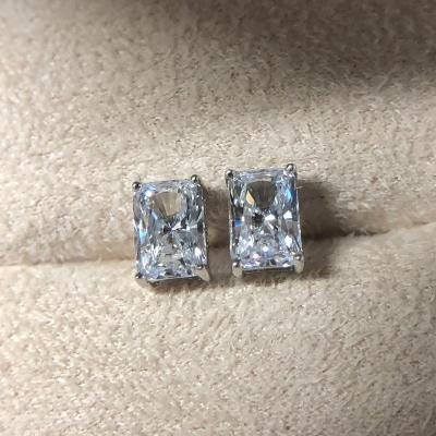 China Wholesale Graceful OEVAS White Gold Stud Earrings 925 Sterling Silver Gemstone Fine Jewelry Ear Stud For Women for sale