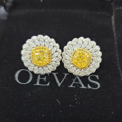 China OEVAS Graceful New Sterling Silver 925 Jewelry Stud Earrings Female Yellow Zircon Earrings for sale