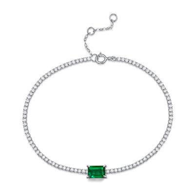 China Graceful OEVAS 925 Sterling Silver Created Moissanite Emerald Gemstone Bracelet Charm Cocktail Bracelet for sale