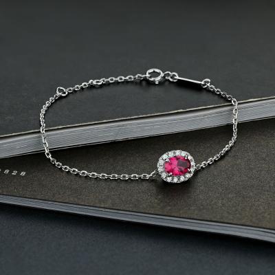 China OEVAS 2022 New Graceful Fashion Fine Jewelry Gift Wholesale 100% Sterling Silver Ruby Bracelet For Women for sale