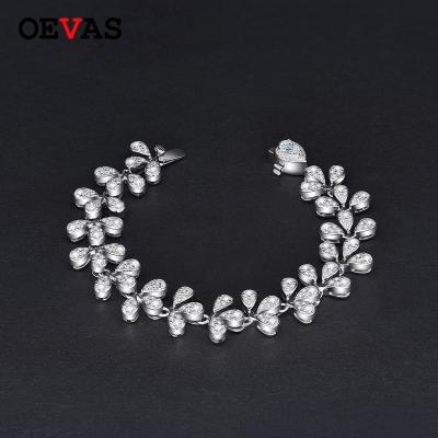 China Graceful OEVAS 925 Sterling Silver Bracelet Created Moissanite Gemstone Bracelet Charm Women's Bracelets for sale