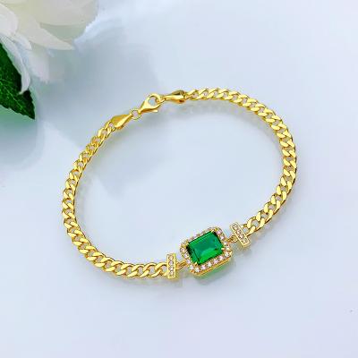 China OEVAS Graceful OEVAS 100% 925 Sterling Silver Fine Jewelry 6*8mm Emerald Bracelet High Carbon Diamond for sale