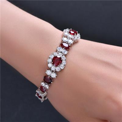 China OEVAS 925 Sterling Silver Egg Red Retro Fashion Graceful Bracelet For Wemen Wedding Party Fine Jewelry for sale