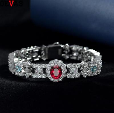 China Graceful OEVAS 925 Sterling Silver Sparkling Diamond Retro Bracelet for Women Wedding Engagement Fine Jewelry for sale