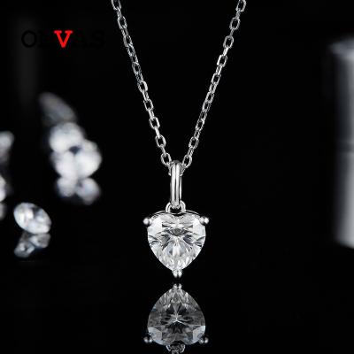 China OEVAS Graceful Women Wedding Fine Jewelry 925 Sterling Silver 1 Carat Heart Moissanite Pendant Necklace for sale