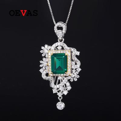 China Hot New Product S925 925 Sterling Silver Synthetic Emerald Pendant Necklace from OEVAS 2022 Graceful for sale