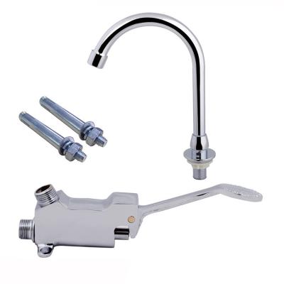 China Minimalist Copper Vertical Basin Faucet Wall Mounted Pedal Pedal Public Faucet for sale