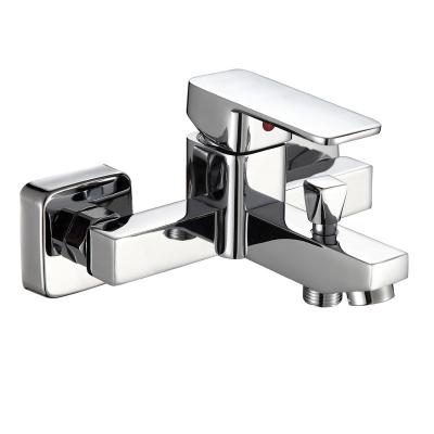 China Modern Square Triple Faucet Hot Tub Zinc Alloy Triple Faucet Bathroom Cold and Concealed Shower Mixing Faucet for sale