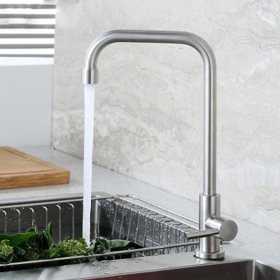 China 304 Stainless Steel Kitchen Faucet Tube Lavatory Modern Simple Cold Seven Shaped Sink Faucet Sanitary Ware Manufacturer for sale