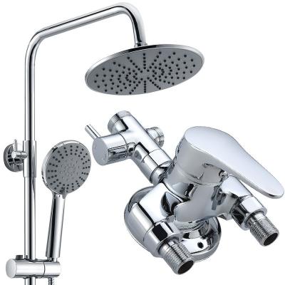 China Factory Wholesale Hot And Cold Three-speed Surface-Mounted Shower Set Modern Copper Lifting Bath Shower Faucet Bathroom Set for sale