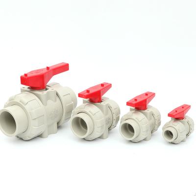 China Genuine PDR Pph Union Ball Valve Hot Melt Welding Loose Joint Pph DN65 Double Ball Valve for sale