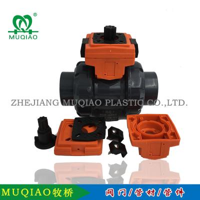 China UPVC Upvc High Deck Ball Valve Plastic With Bracket Dn15-50 Shaft Pneumatic Electric Ball Valve PVC Ball Valve for sale