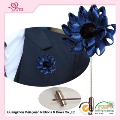 China Satin Ribbon diy Flower Lapel Pin boutonniere For Formal Occasion various color for sale