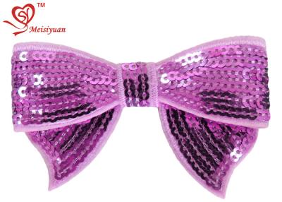 China Baby girl bows flower hair clips With Sequin 100% Polyester Satin Ribbon for sale