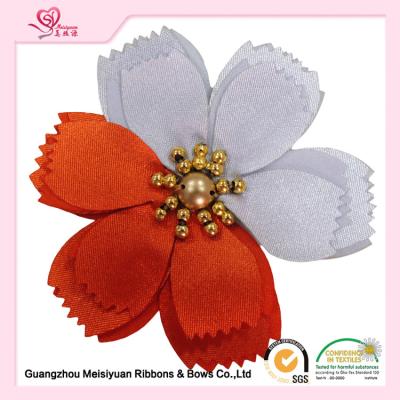 China 2 colors petals Beaded Handmade Satin Flowers Corsage customized size for sale