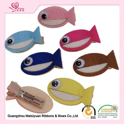 China Colorful Handmade Baby Hair Accessories Felt Fish Hair Clip For Kids for sale