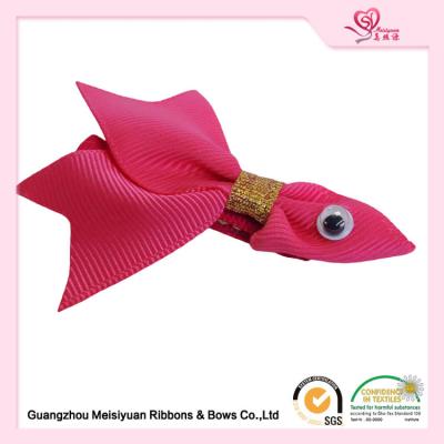 China Custom Baby Hair Accessories Grosgrain Ribobn Goldfish Hair Clips For Infant for sale