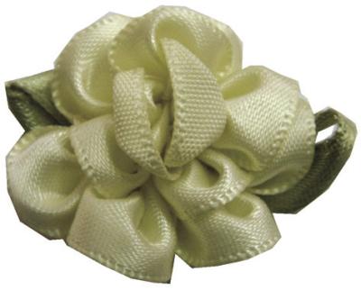 China Bloom With Bud For Baby Hair Accessories , Satin Ribbon Flowers With Leaf for sale