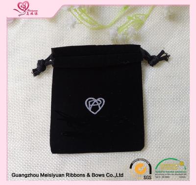 China Small Velvet cute Custom Drawstring Bags for  jewelry 7 * 10cm Logo printed for sale