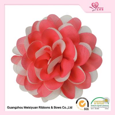 China Charming Red Chiffon ribbon Handmade fabric flowers OEM / ODE Accepted for sale