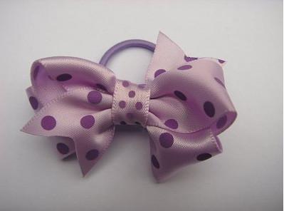 China Grosgrain polka dot ribbon elastic hair bows , hair bow tie Hand made flowers for sale