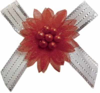 China Customized Decorative Christmas Ribbon Bows With Bead Flower 196 colors for sale