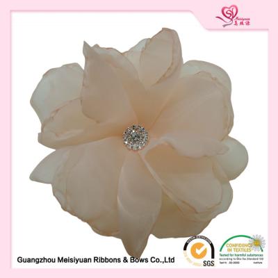 China 4 Inch beautiful Handmade fabric flowers With Diamond Organza Material for sale