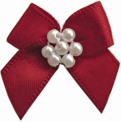 China 5cm custom satin Mini ribbon bows With Pearls high color fastness for sale