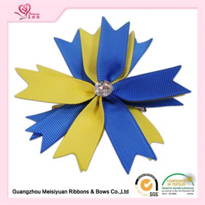 China Blue / Yellow  Funky Hair Bows Baby hair accessories With small Alligator Clip for sale