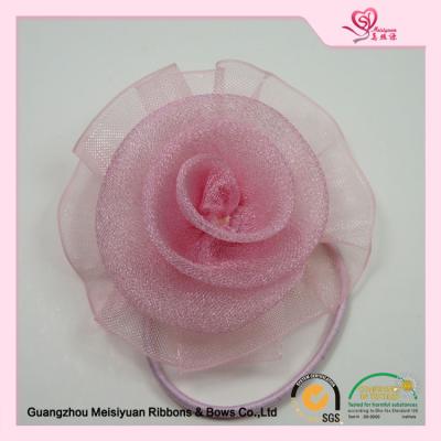 China Pink Decorative hair ribbons and bows 5.5cm Size wonderful organza hair bows for sale