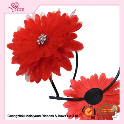 China 10cm Large Red Sun Flower Girl Headband For Birthday Present / Holiday / Party Celebration for sale