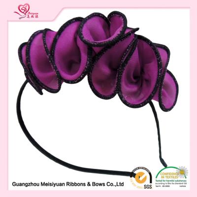 China Purple Flower Girl Headband For Daily Use , Big Flowers Hair Accessories With Metal Headband for sale