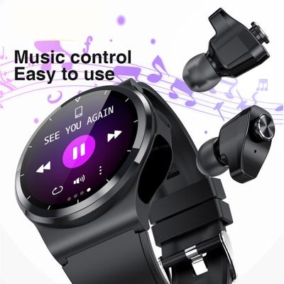 China New Arrivals In-Ear Wireless Earbuds Waterproof Tws Earphone 2 In 1 Smart Watch Earphone for sale