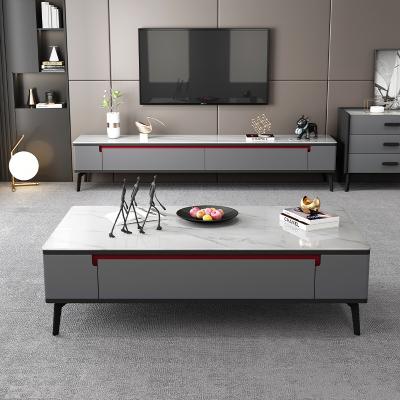 China Rock plate Nordic living room TV cabinet tea table combination set rock plate TV cabinet for sale