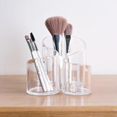 China Detachable Clear Acrylic Makeup Brush Organizer Stored With Lid Makeup Brush Holder for sale