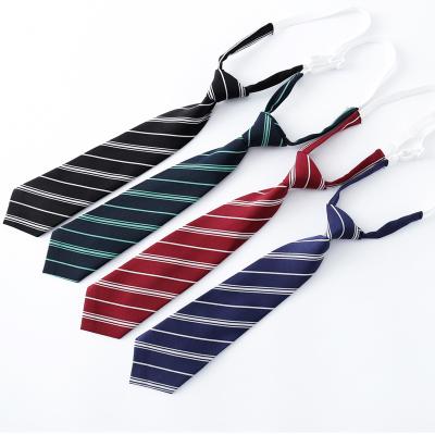 China Harry School Lazy Easy Elastic Stripe Neck Tie With School Student Halloween Cosplay Polyester Wide Necktie for sale